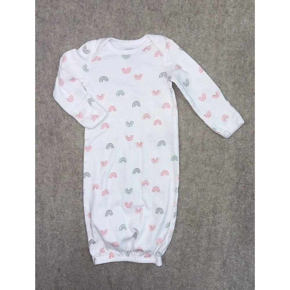 Carters Simple Joys Girls Newborn Long Sleeve Gown White Rainbows